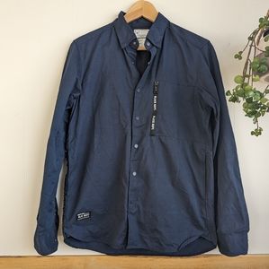Chocoolate | Black Dept Snap Down Jacket Shirt Navy Blue Medium Streetwear